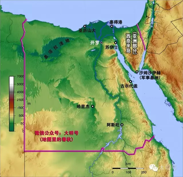亚洲:苏伊士运河以东的西奈半岛