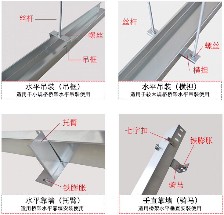 垂直靠墙(骑马)      适用桥架水平垂直安装使用   安徽工智桥架