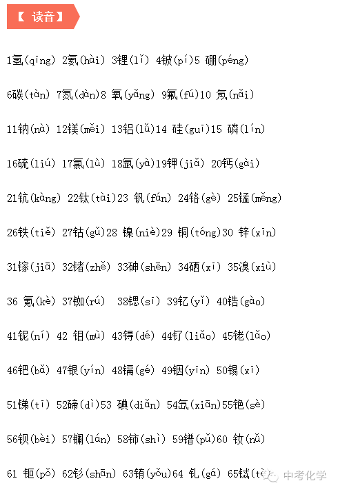 化学元素周期表读音 巧记方法!99%的学生都收藏了!