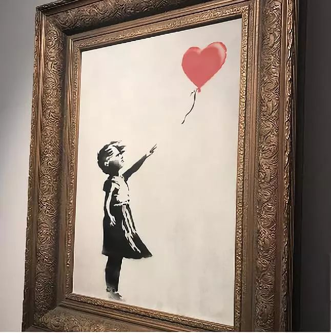 伦敦苏富比拍卖现场,英国街头艺术家班克西(banksy)的经典作品《气球