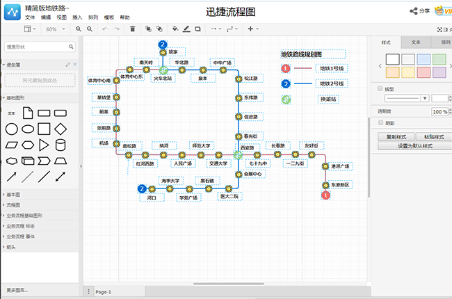 精简版地铁路线规划流程图模板分享