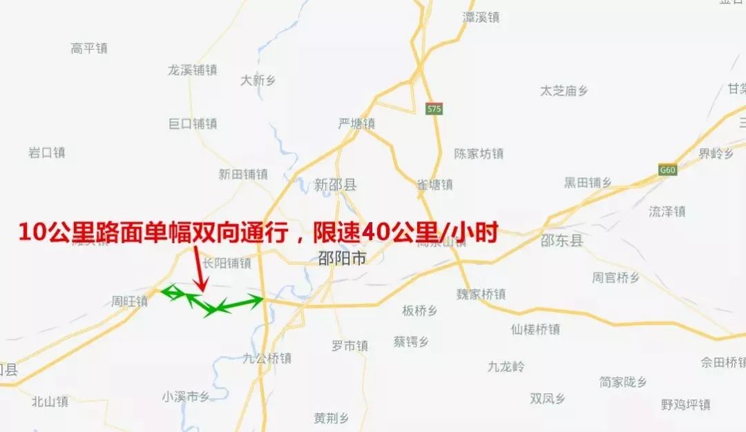 隆回往返邵阳县和永州方向的(西往东),可以绕行s317省道,从邵阳县