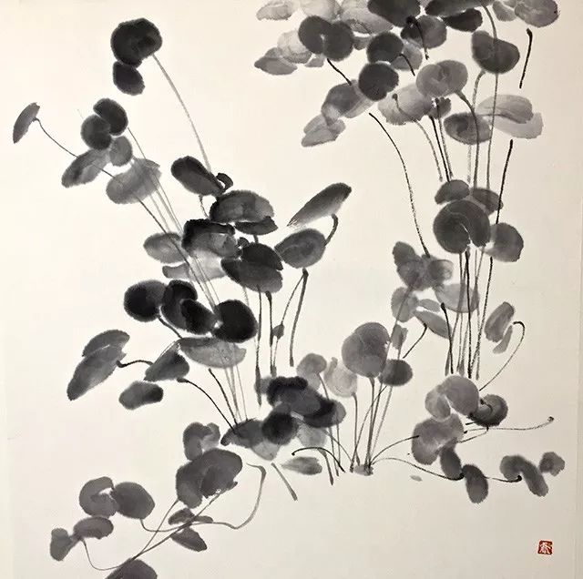 贾娜沿 国画 《铜钱草》48cmx48cm 2018