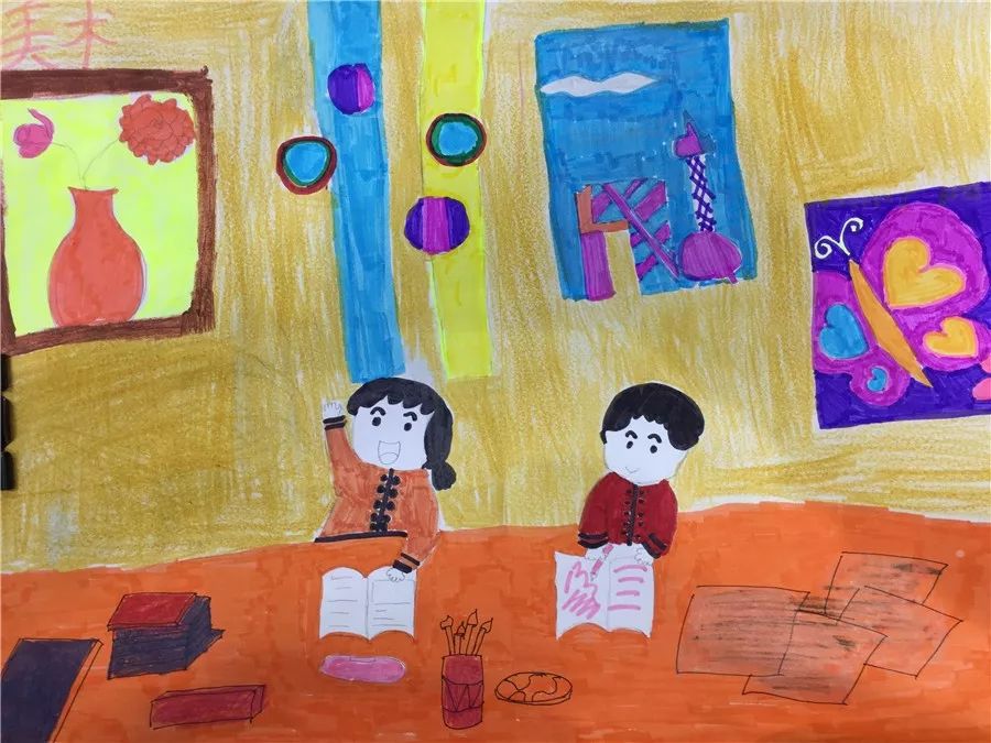 4年级(6)班 任美芊 绘画作品《我的教室》
