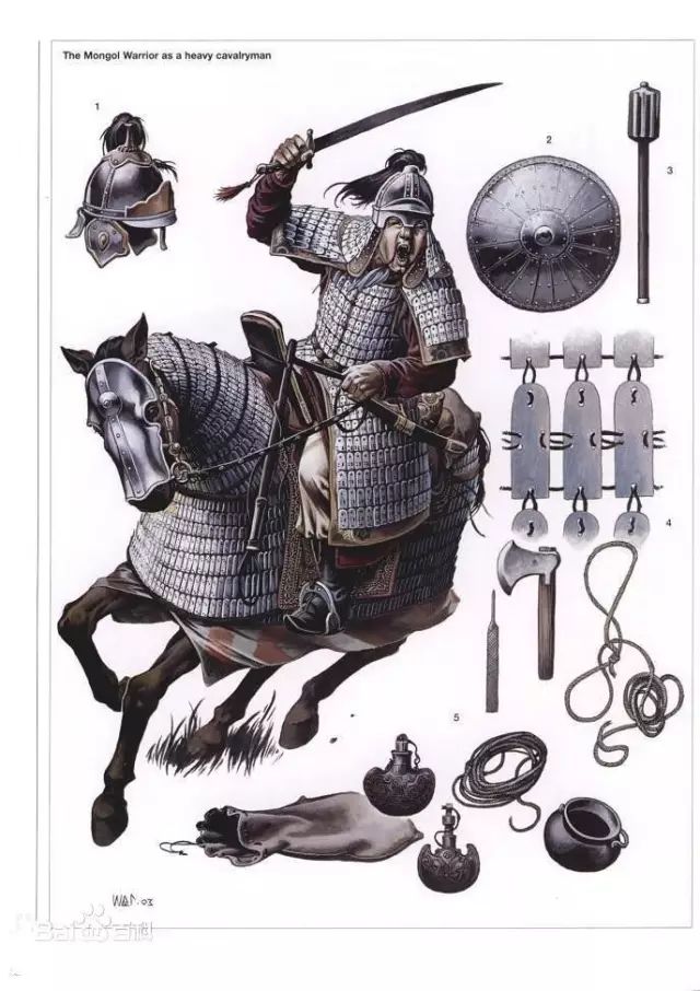 蒙古重骑兵的装备蒙古骑兵的战术在世界军事史上有很高的地位,二战时