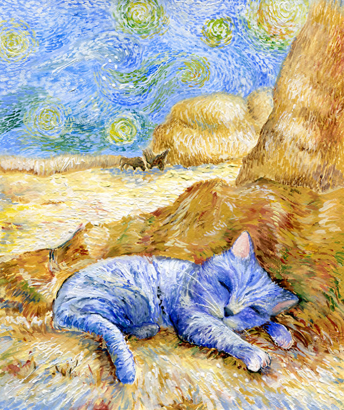 认不出这是一只猫……图为:1 inspired by van gogh 梵高后印象派画风