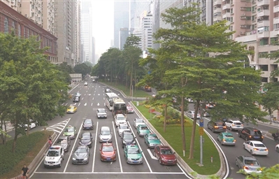 花城大道-广州大道东路口车龙缩短.