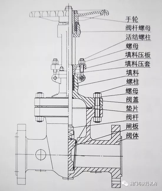 闸阀结构图_明杆