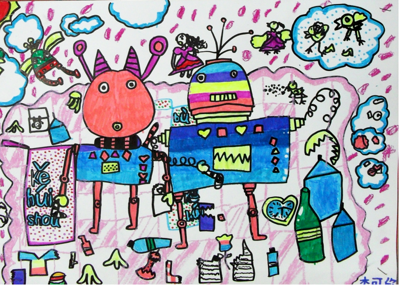 少儿创意美术《机器人》,看小朋友们创意无限的作品!
