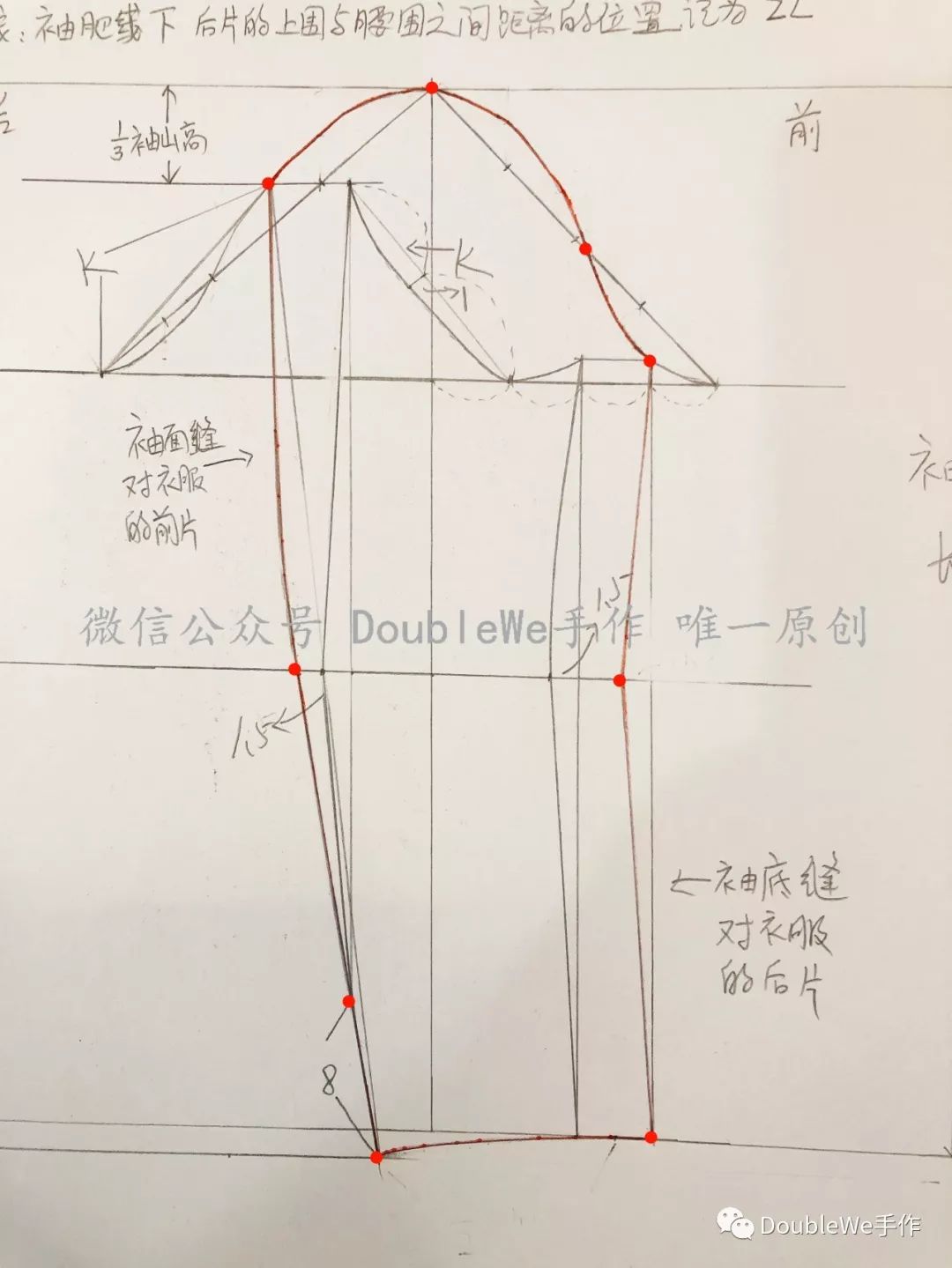 旗袍系列教程 | 袖子和领子制图_袖山