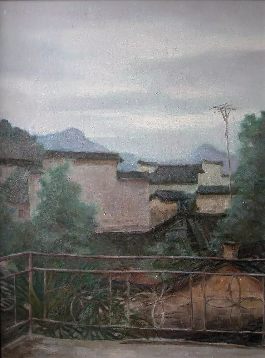 《宏村》 黄源熊 布面油画 62x46cm 2002年△《泉》 杨清泉 铸铜