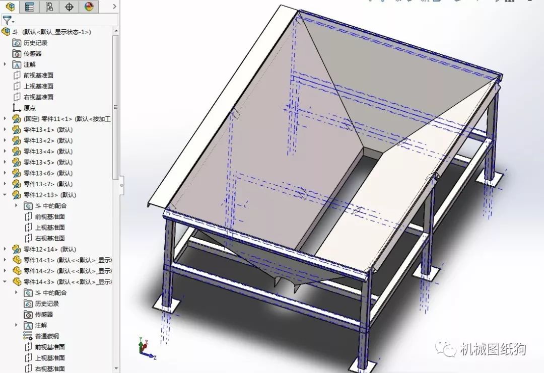 【工程机械】工业斗钣金结构3d图纸 solidworks设计