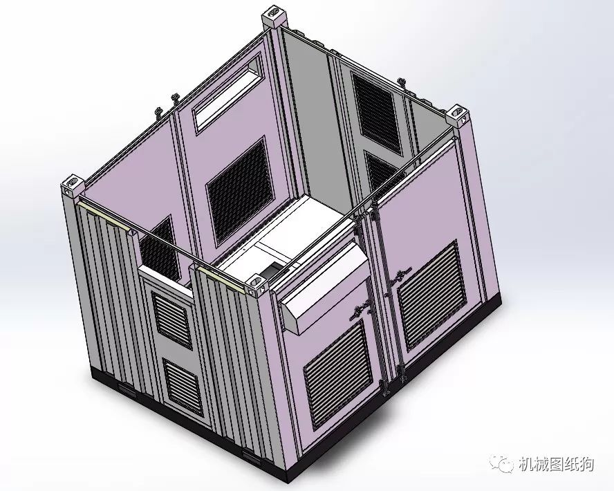 【工程机械】集装箱式箱变钣金结构3d图纸 solidworks设计