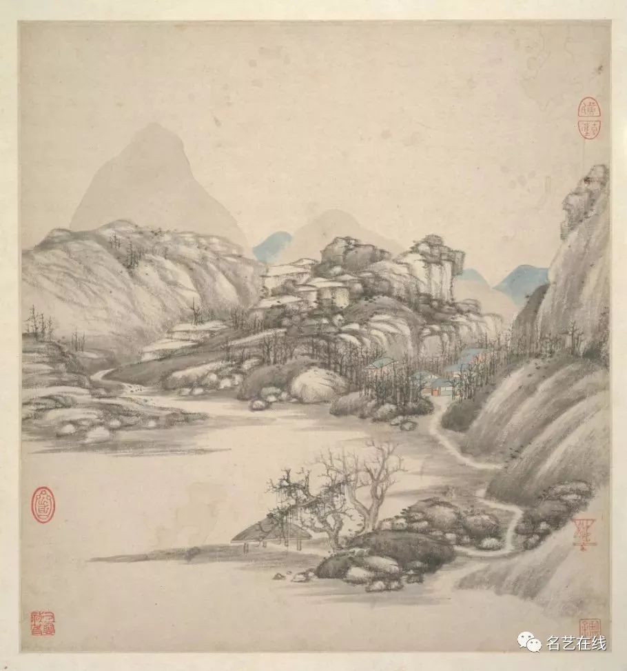 清初名家王鉴摹古山水画,笔法非凡,沉雄古逸