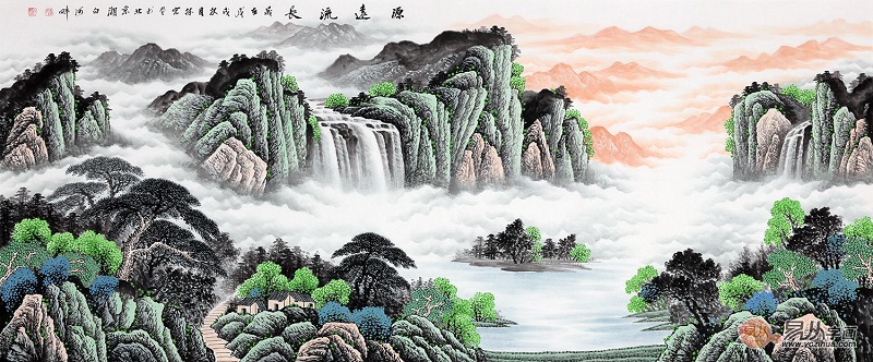 客厅挂画山水画,家有桃花源,身处水云间