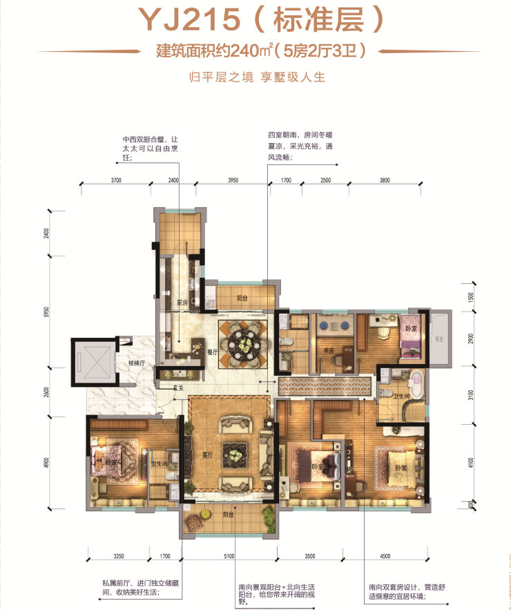 西宁碧桂园御川府约240平米yj2户型鉴赏