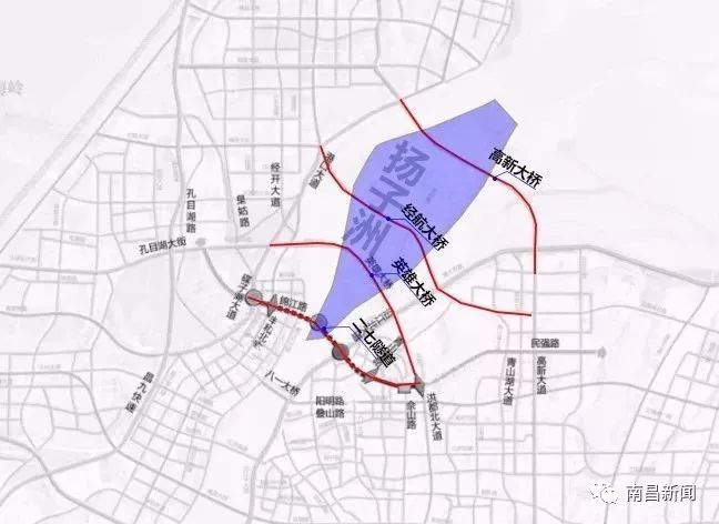 未来可能将会有4条过江通道连接 目前英雄大桥已通车将连接南昌一环