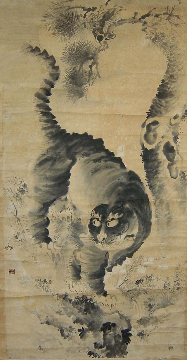 看看古画中的老虎长什么样中国人画的很形象日本人画的最邪恶