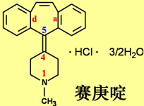 化学名:1-甲基-4- (5h-二苯并[α,d]环庚三烯-5- 亚基)哌啶盐酸盐倍半