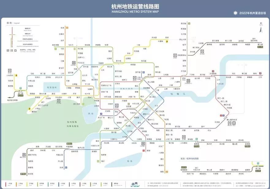 而到了亚运会前夕的2022年,杭州将迈入 全地铁时代,总共有10条线路