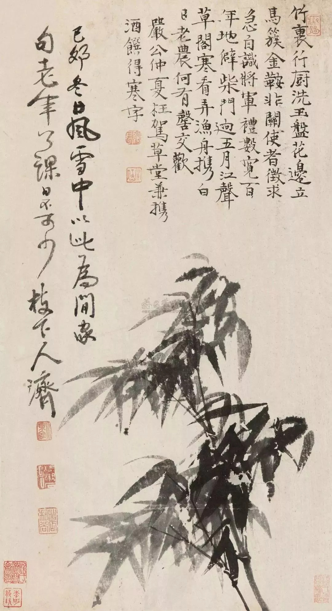 大师笔下的"风竹,逗雨舞风!