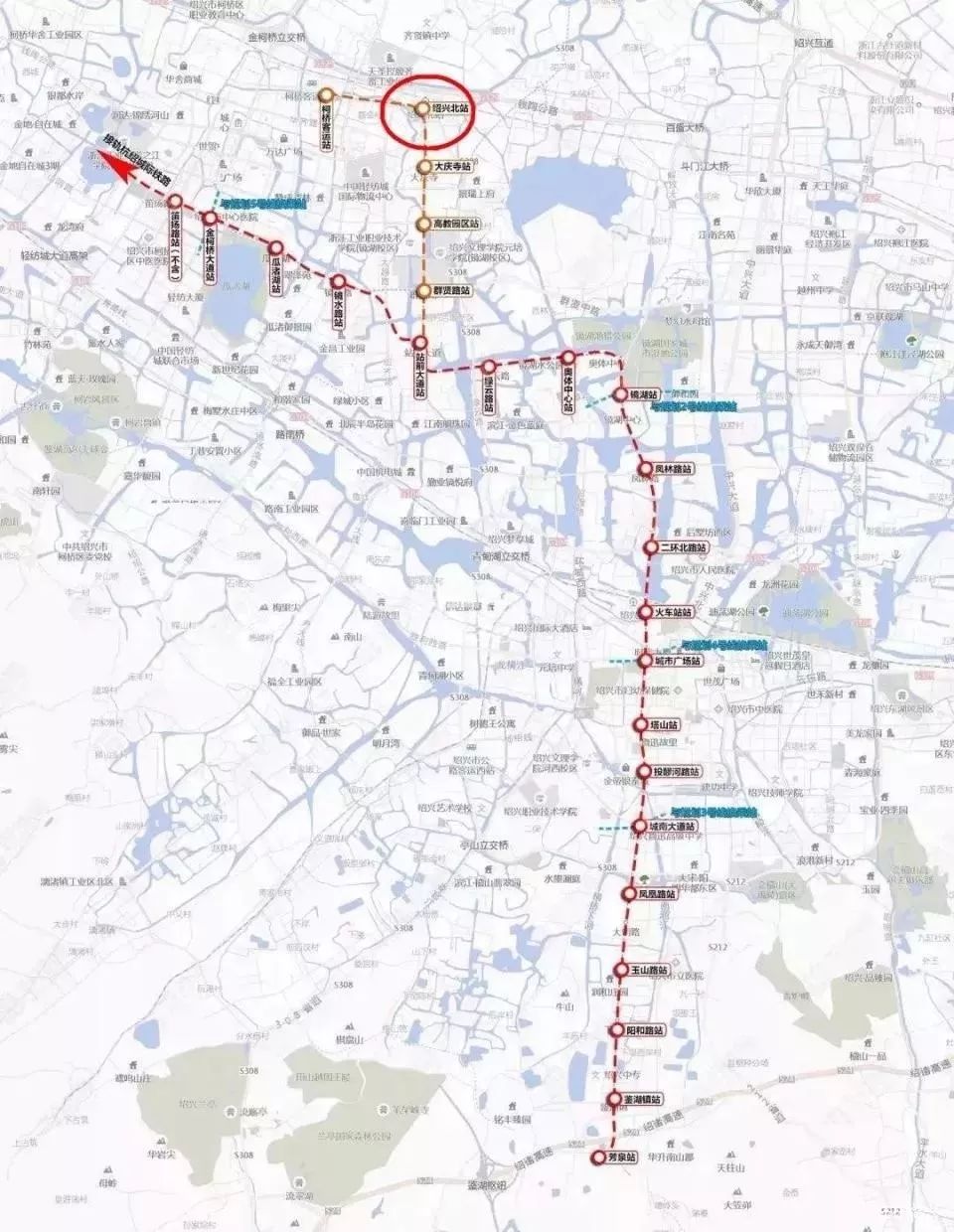 绍兴地铁线连入绍兴北站,地铁全线有可能最早10月份开工,预计2022