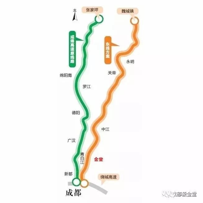 成绵高速扩容共拟订1个沿原路拓宽改造和2个新建平行复线路线方案.