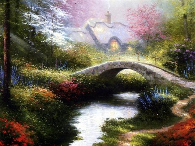 油画|梦幻小镇——thomas kinkade 田园风景油画