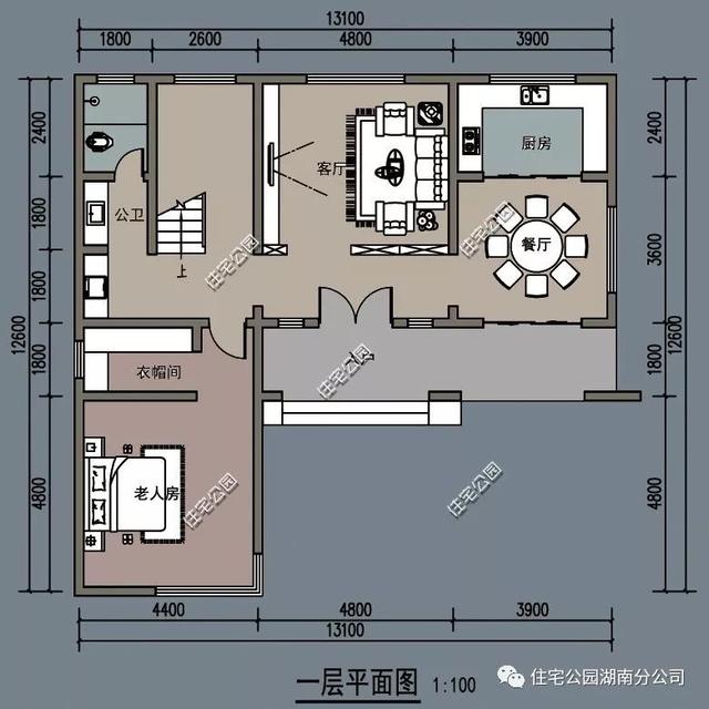 农村自建房户型,4室2厅占地仅100平可三世同堂