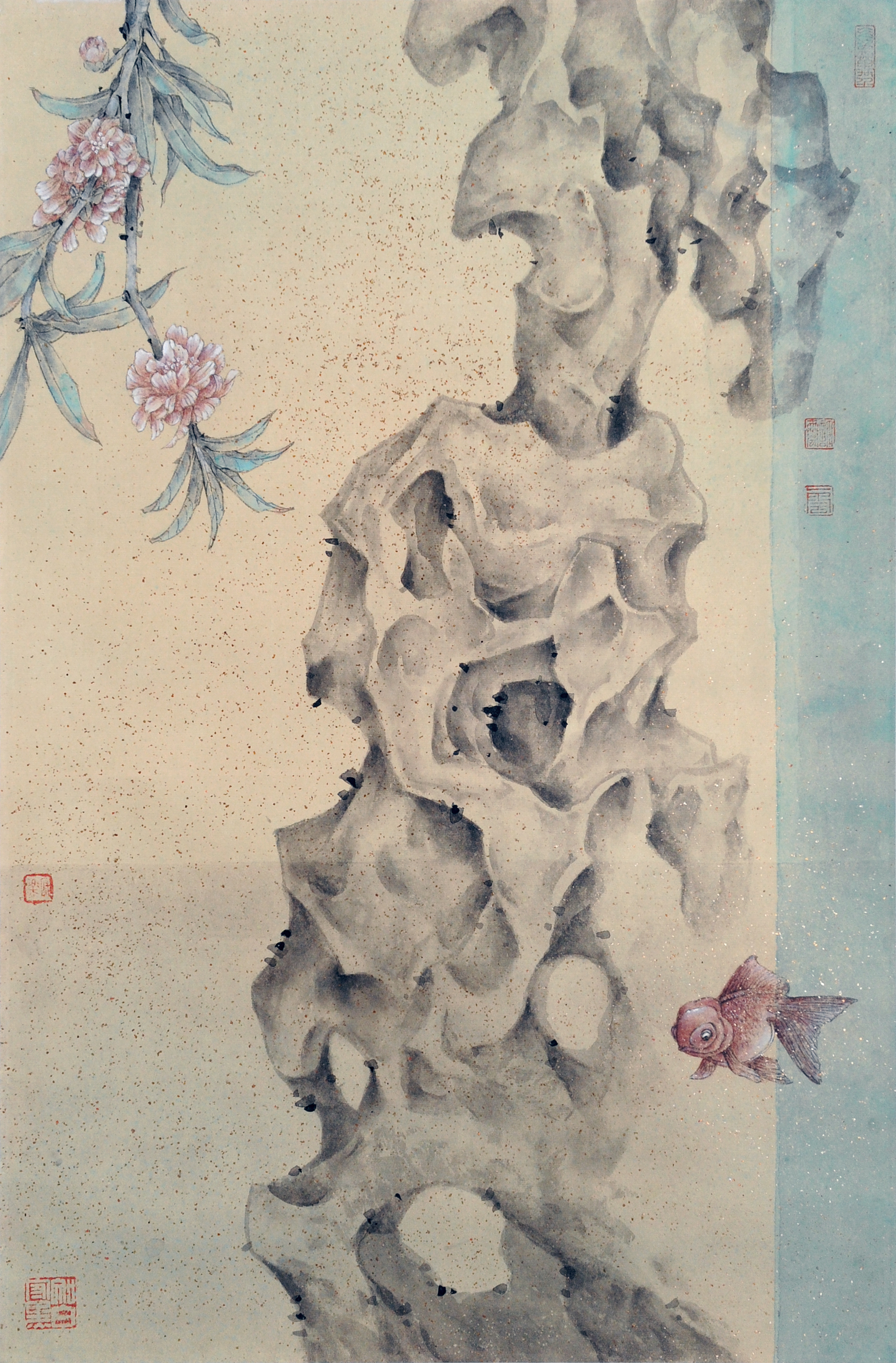 "兰棠雅集"许云工笔画《玲珑石》系列作品