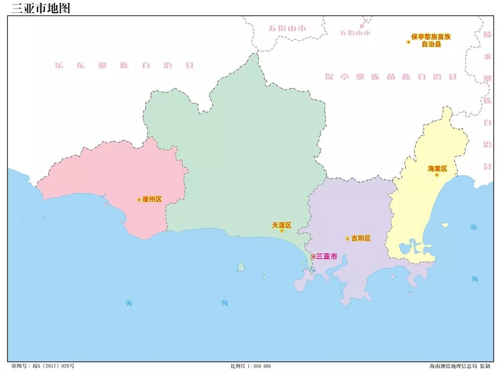三亚全市辖海棠,吉阳,天涯,崖州4个行政区,陆地总面积1921平方公里