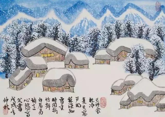 严心悠《夜雪》东莞中学初中部"诗情·画意——我为古诗配图绘画创作