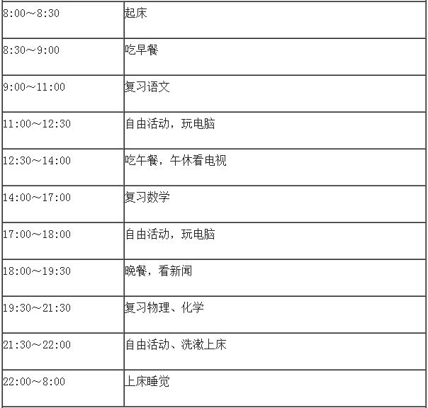 中考状元的日常规划时间表一表在手让你规划时间不发愁