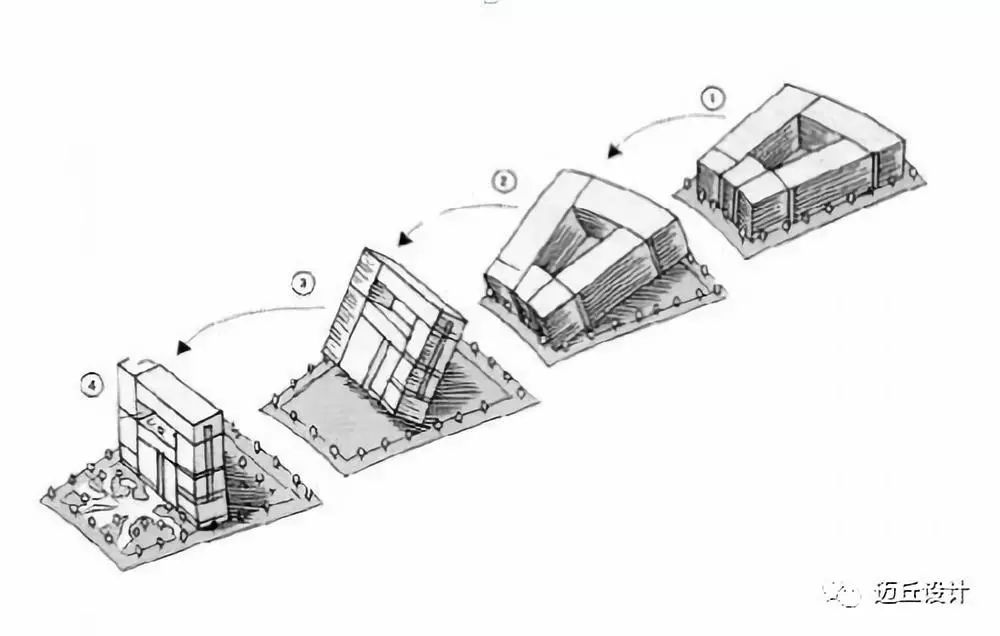 简单的概念生成建筑的形体完全服从设计出发点 主张建筑密度最大化