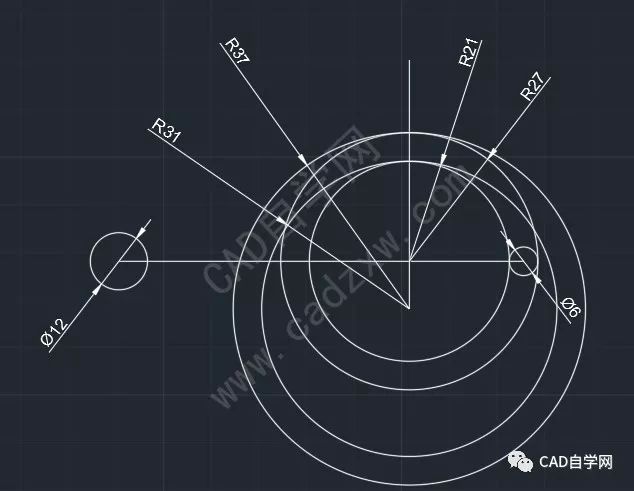 【含往期】cad二维练习题1_21详细绘图步骤_圆弧