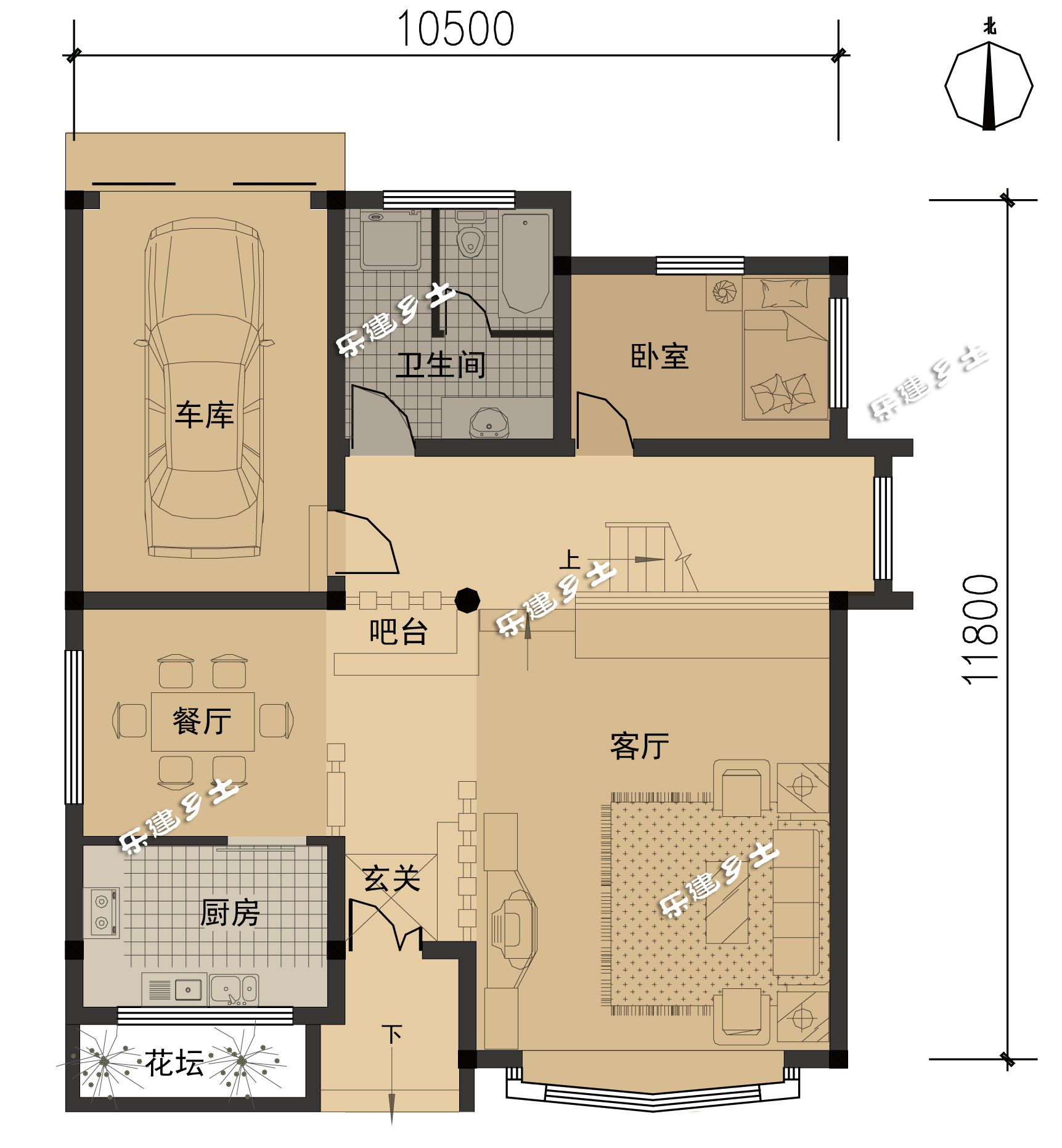 二层布置三间卧室,南向主卧配备独立卫生间,衣帽间及阳台,空间设计