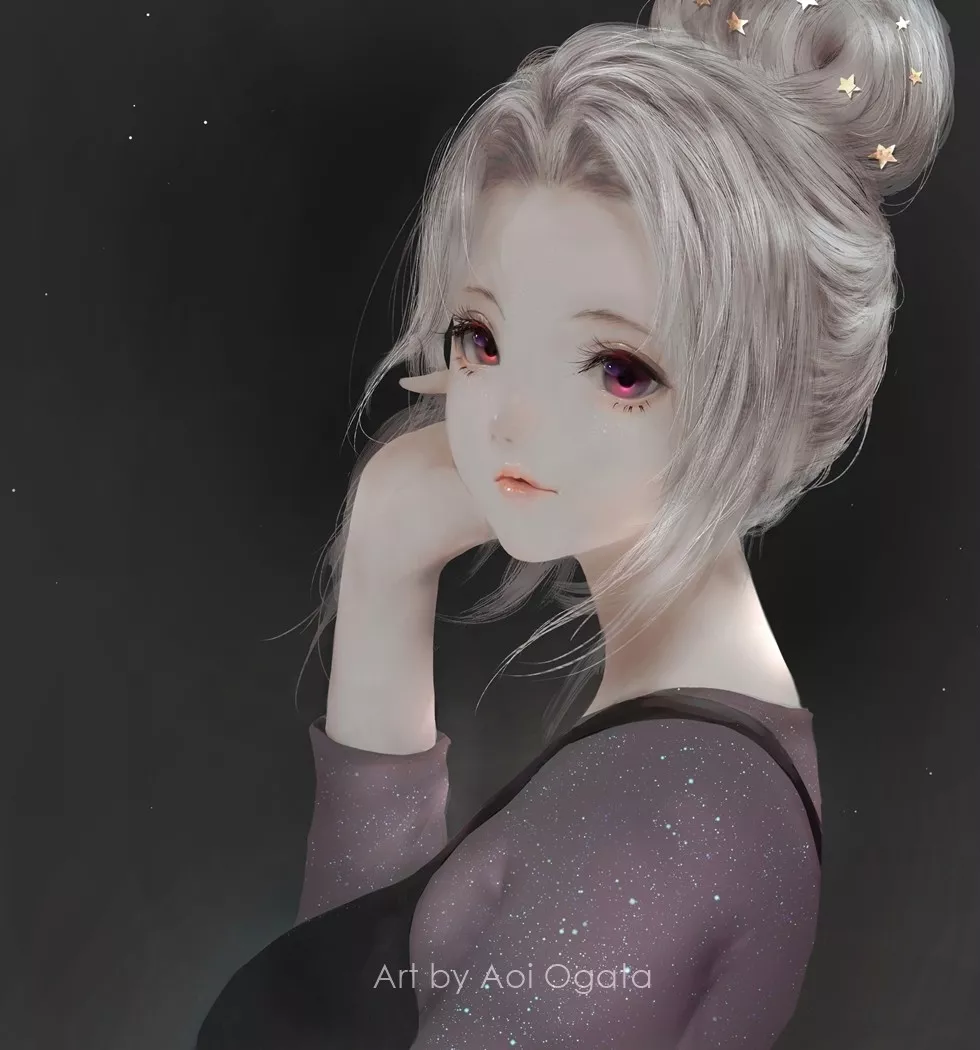 二次元插画,暗黑又纯洁的哥特风少女