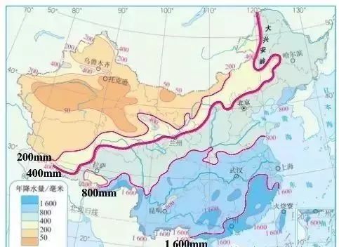 中国年降水量图