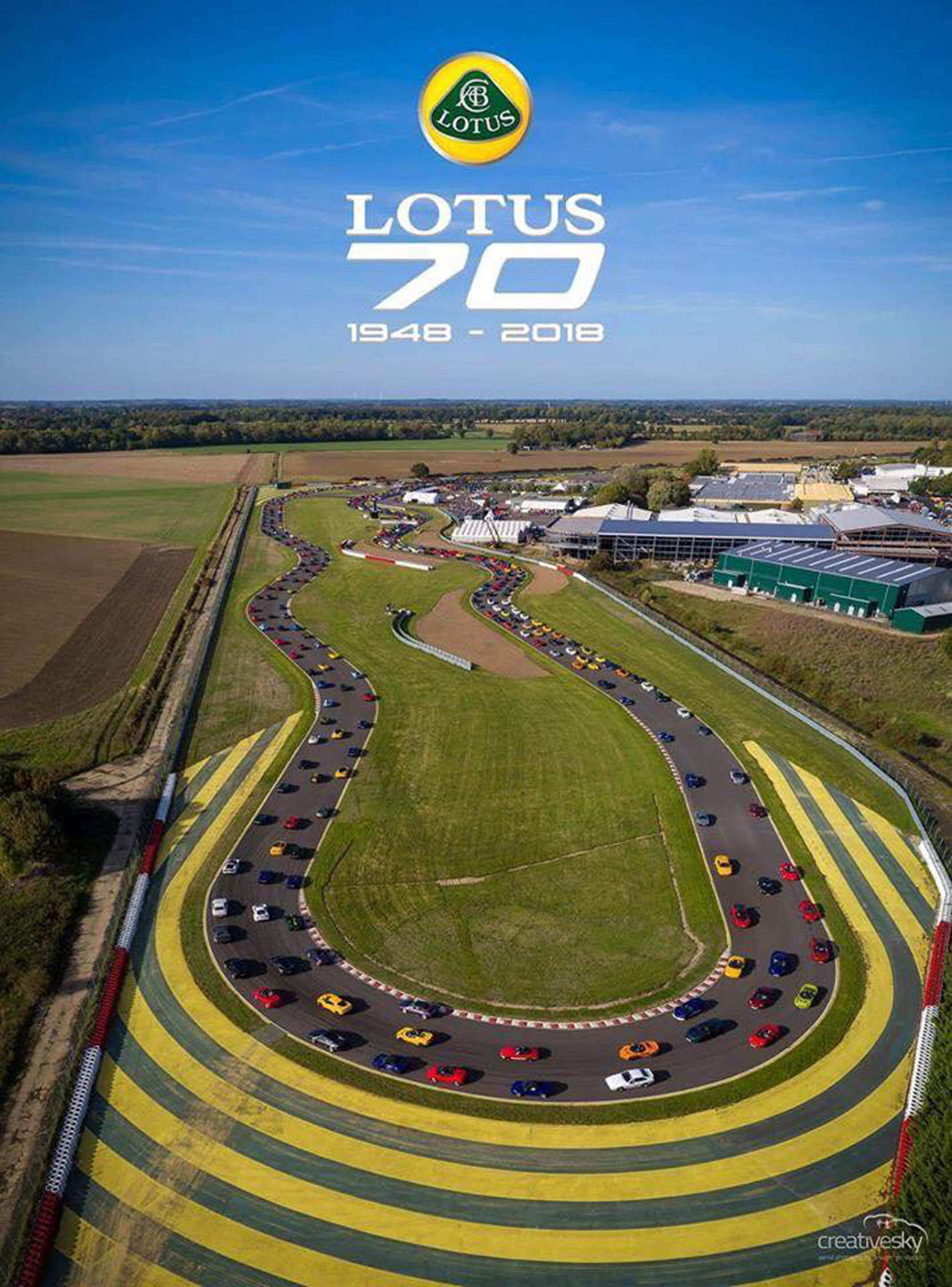 parading on our hethel circuit to celebrate lotus70.