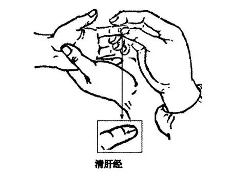 2,手法: 用食指与中指顺着手腕处,直线向上推拿,就叫做推天河水,推拿