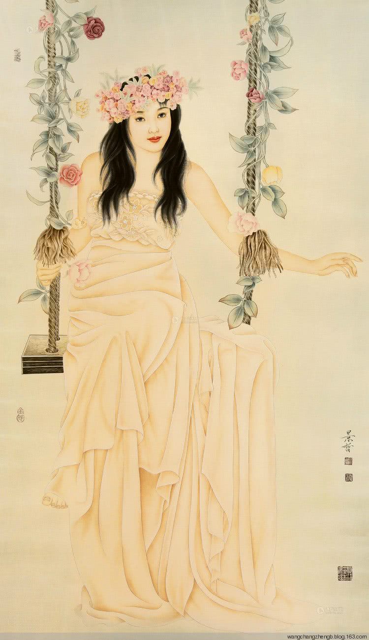 论中国绘画的种类与技巧,国画人体里的古典倾城美女,如花照水!_工笔