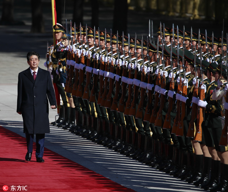 李克强举行仪式 欢迎日本首相安倍晋三访华