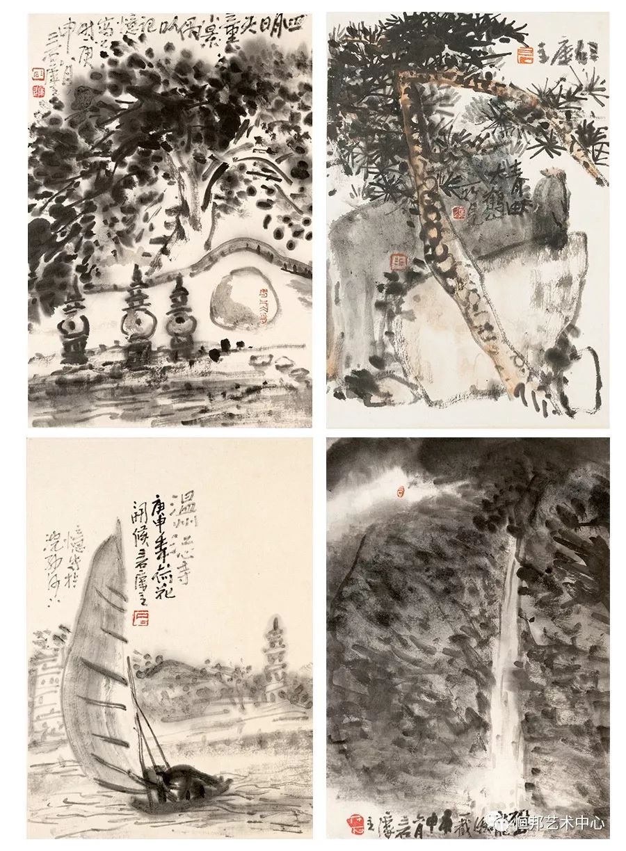 15×20cm1962年作 曾宓《山水习作》有一次休息天,临摹后,画作钉在