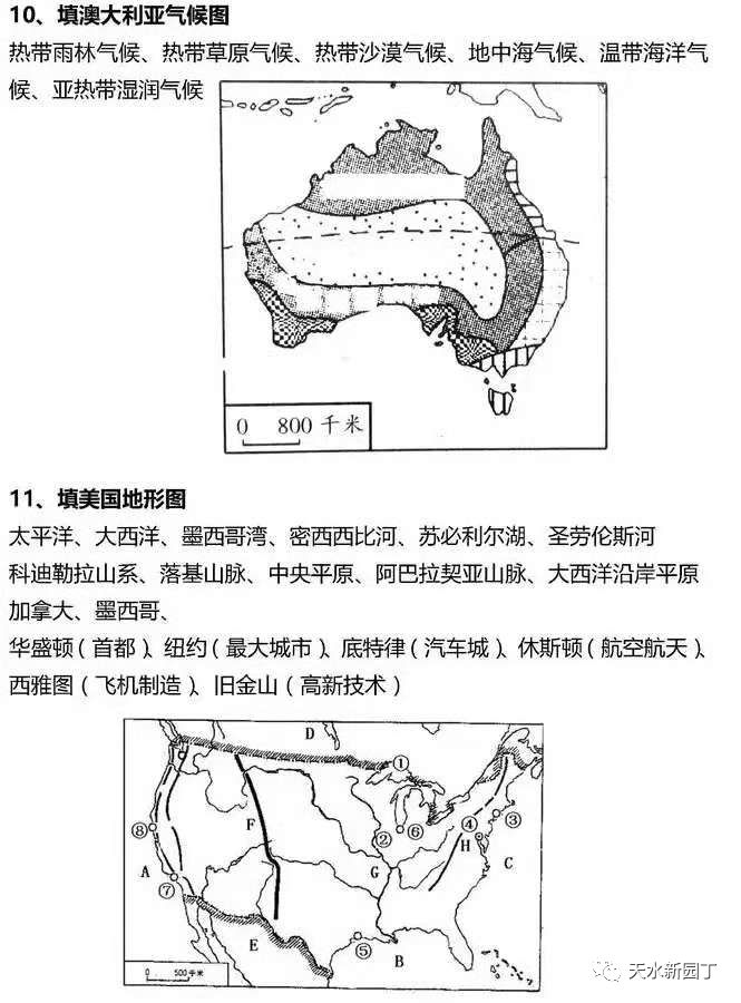 初中地理常考识图填空题大汇编!逢考必考,提分必备!