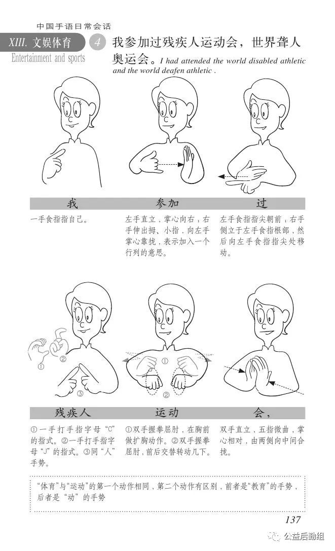 中国手语日常会话-我参加过残疾人运动会,世界聋人奥运会