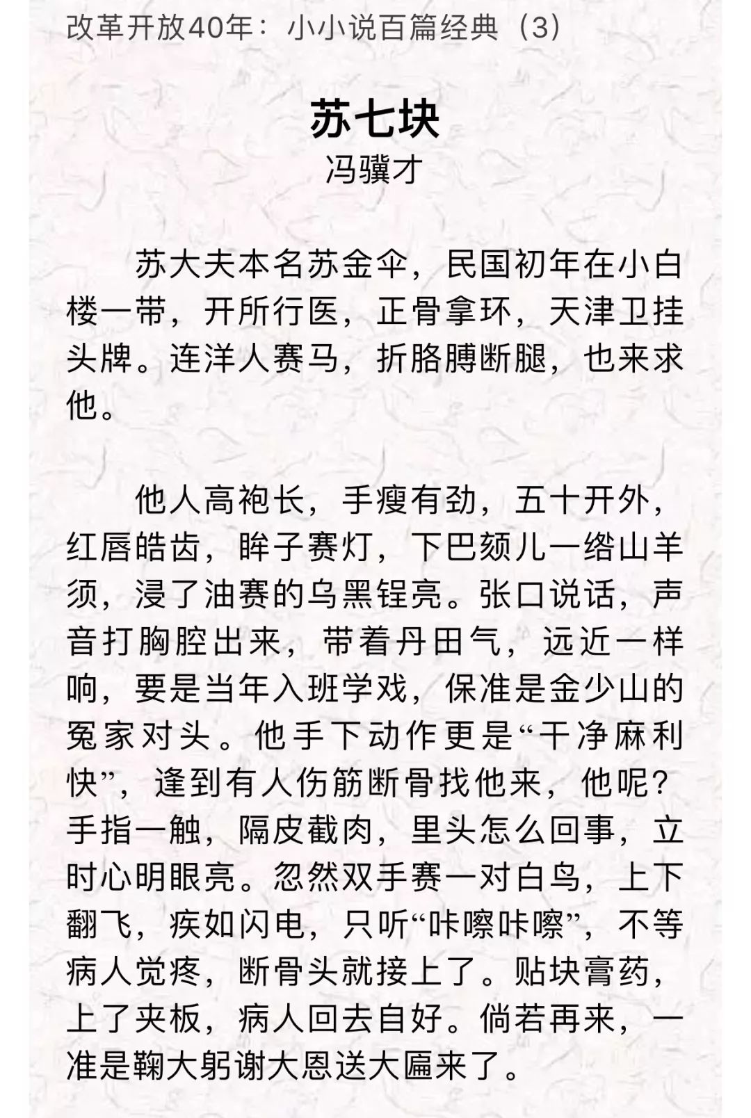 经典鉴赏冯骥才苏七块