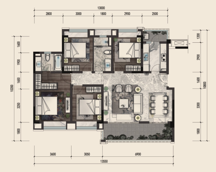 融创九棠府建面约132㎡户型图