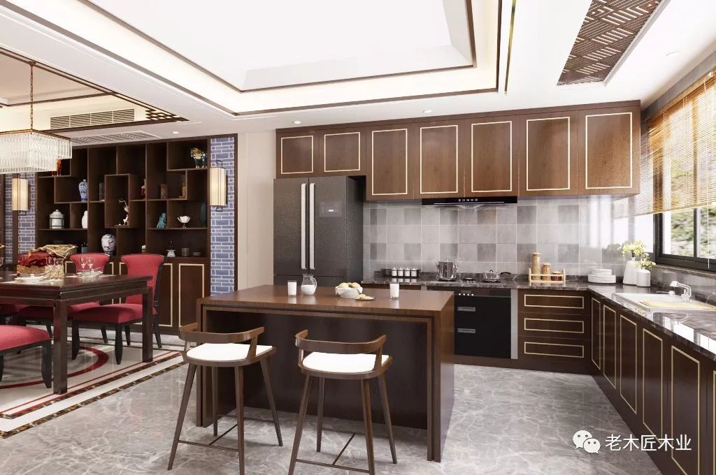 新中式风格厨房设计效果图,给厨房来点新感觉!