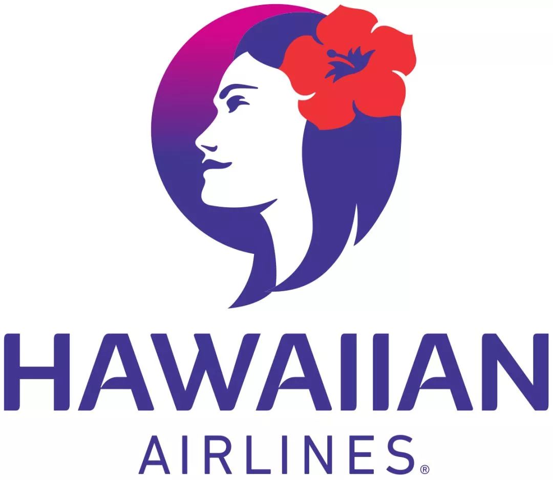 夏威夷航空的logo标志描绘了 "海岛女孩" pualani, 喻为 "天空的花".