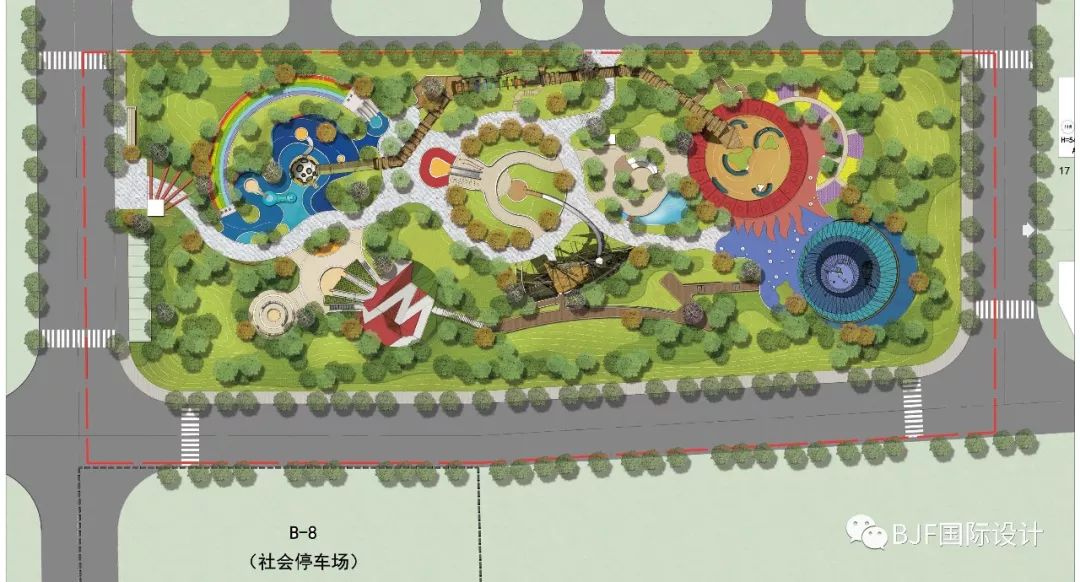 bjf(宝佳丰)国际设计为济南小朋友奉上了如此傲骄的儿童公园,敞开玩儿